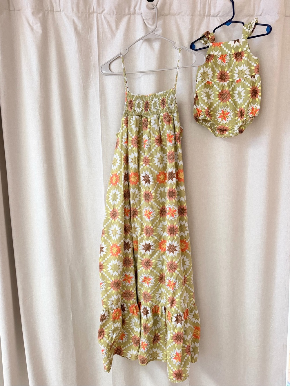 Cat & Jack Olive Floral Maxi Dress with Matching Romper